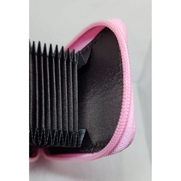 Pink Leather Mini Credit Card Case Card Slot Card Holder Wallet with ID Window - Picture 6 of 16